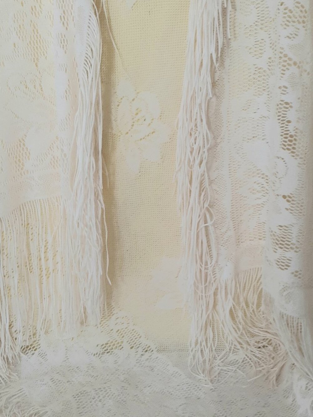 Vintage Made in Japan  Square Fringed Tablecloth /Throw/Shawl